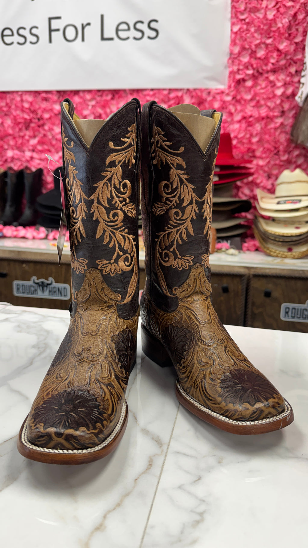 Mc Allen brown hand tool flower boots