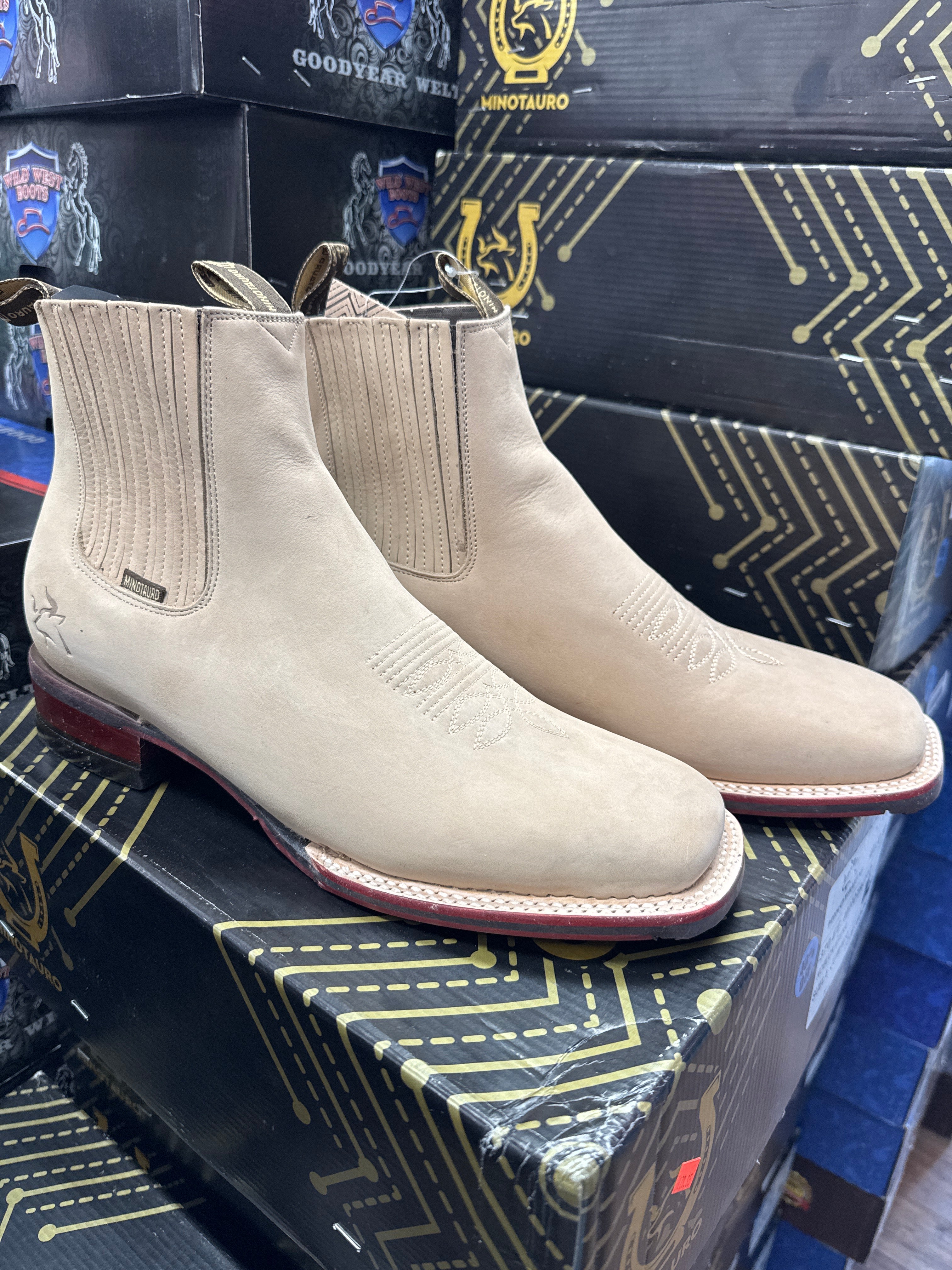 Minotauro Men’s ankle boots Nobuck tan suede leather