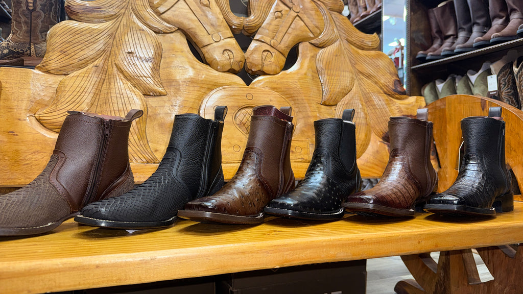 Los altos boots  ostrich leather wide square toe rodeo boot with zipper