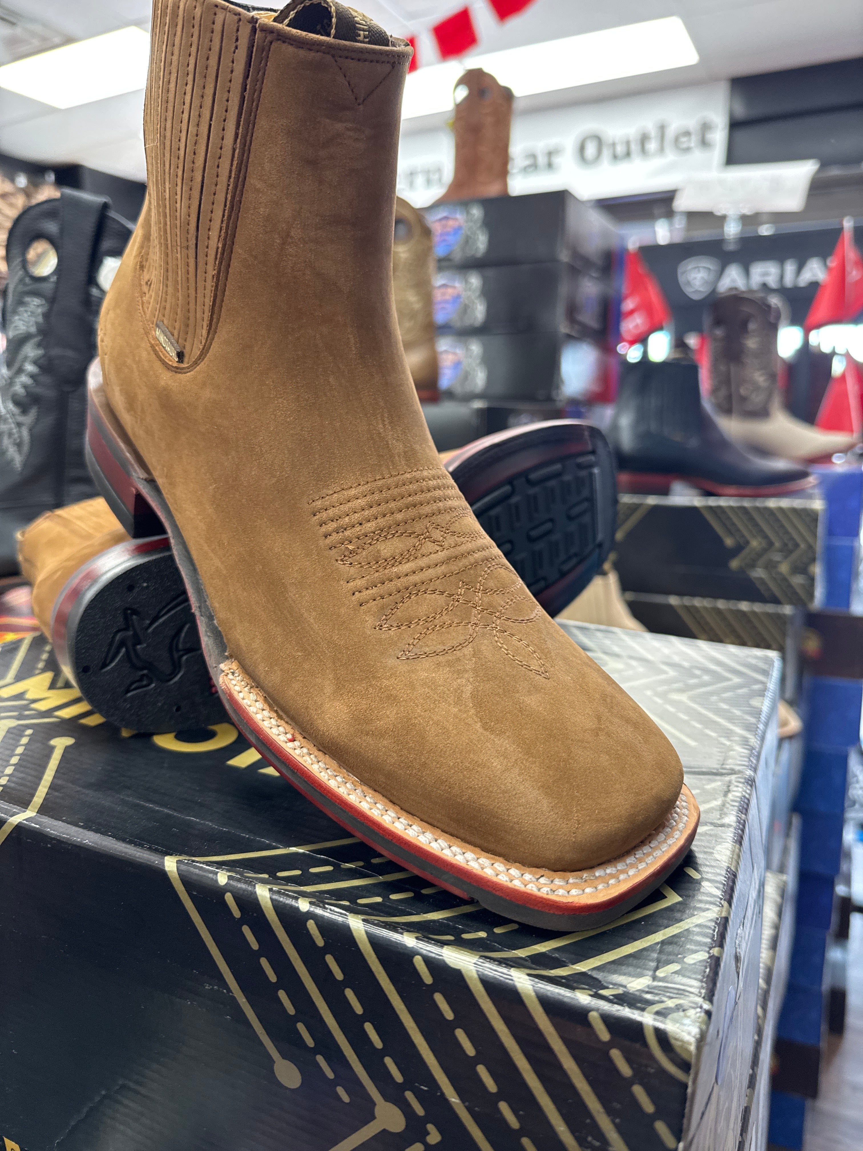 Minotauro: Nobuck Brown Suede Leather Boots Men’s