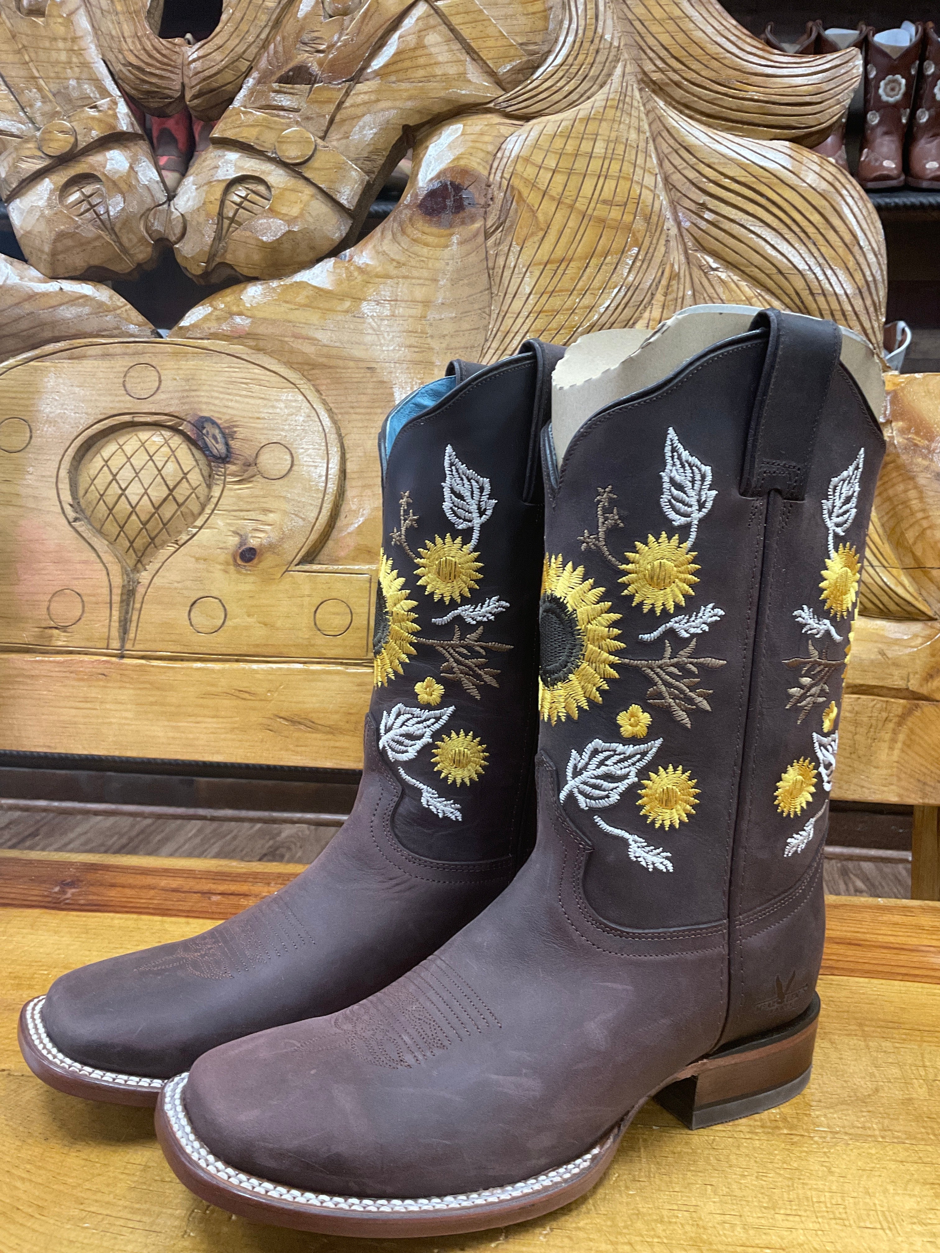 McAllen Wmns brown with sunflower boot
