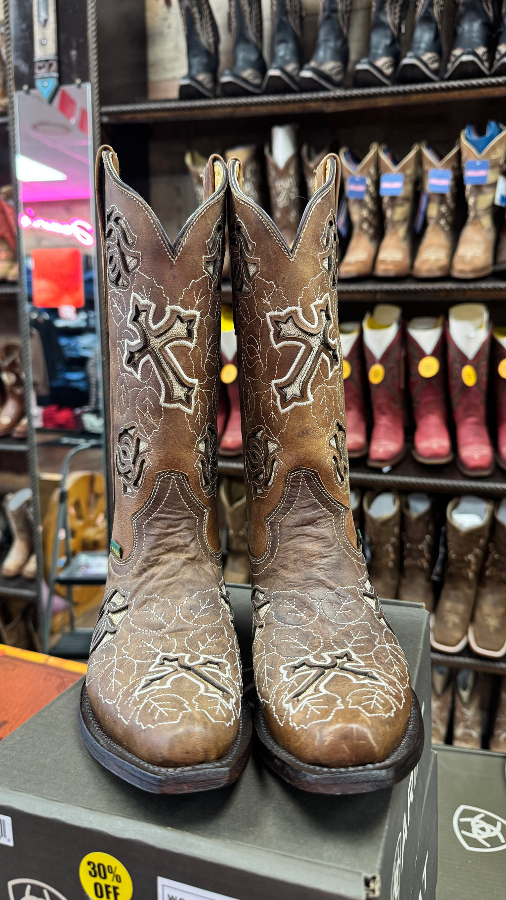 Mc ALLEN boots brown/light gold glitter design