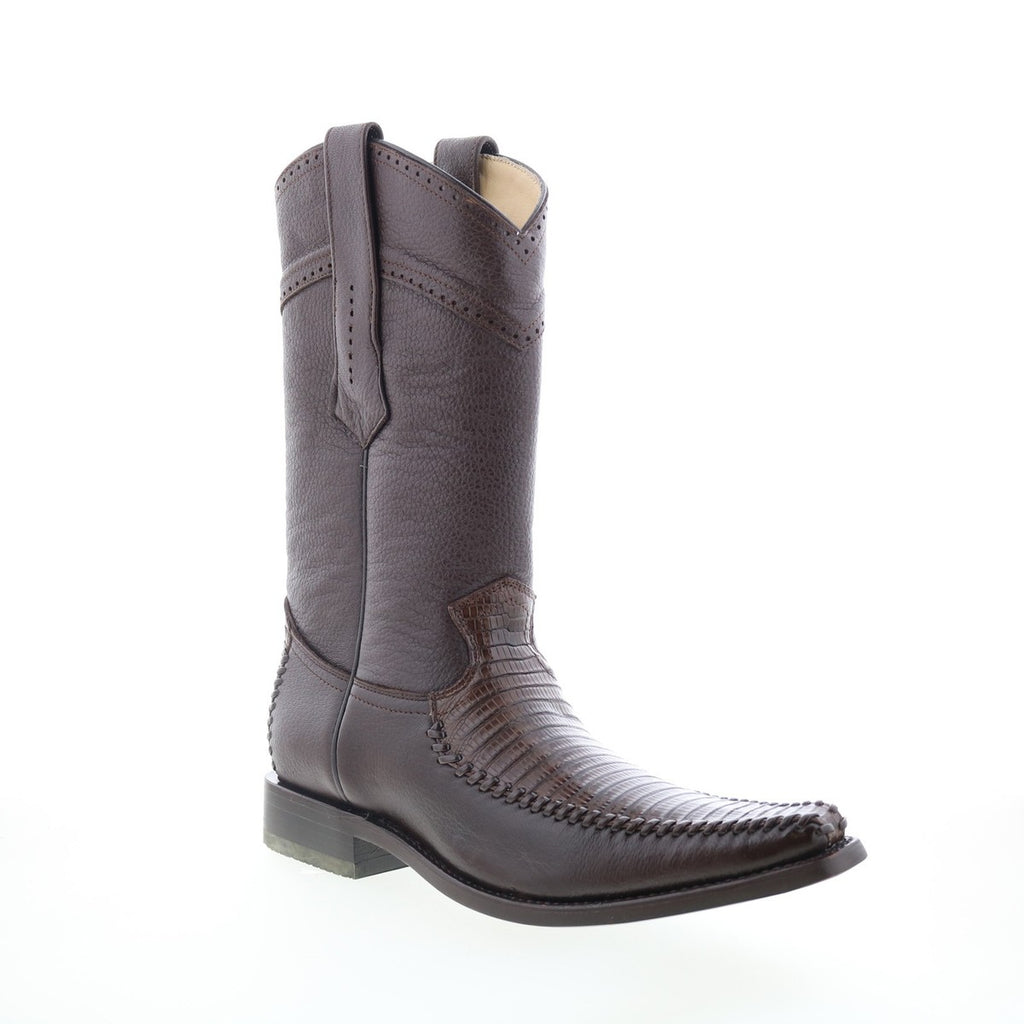 Los Altos Square Toe Lizard Teju 770707 Mens Brown Wide Cowboy Western Boots 6.5